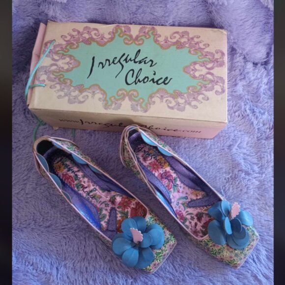 Irregular Choice Shoes - Irregular Choice Blue Pink Floral Rounded Heel Size 41EU
